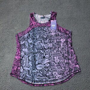 NEW $58 Janji Helio Tech Tank Top Batik Purple Polyester Womens M Medium